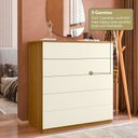 Ver imagem 7 de Cômoda para Quarto com 5 Gavetas Compacta 86,8CMX45CMX91,5cm Marrom/Freijó/Off White