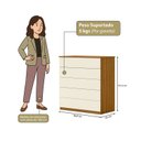 Ver imagem 3 de Cômoda para Quarto com 5 Gavetas Compacta 86,8CMX45CMX91,5cm Marrom/Freijó/Off White