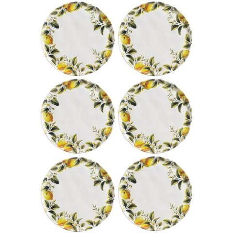 Jogo 6 Pratos Rasos Bio Limonata 27,5cm Cerâmica Porto Brasil Mesa Jantar
