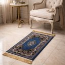 Ver imagem 2 de Tapete Persa Royal Azul 50x100cm Fio Acetinado - Ideal para Quarto e Sala