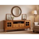 Ver imagem 2 de Rack Hanover 2 Portas com Vidro Cruzeta 2 Gavetas + Nicho Pés Luis Xv 75 X 195 X 40 Cm (a X L X P)