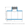 5 Unidades Tee de Redução para Irrigação Dn 32mm X 3/4'' Pvc Azul Durín - 2