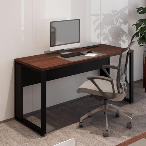 Mesa de Escritório Retangular Plataforma de Trabalho Moderno sem Gavetas MDP 120cm Louro Preto
