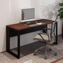 Ver imagem 1 de Mesa de Escritório Retangular Plataforma de Trabalho Moderno sem Gavetas MDP 120cm Louro Preto