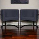 Ver imagem 2 de Kit 2 Poltronas Luna Decorativa Suede Cores Base Ferro Preto