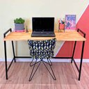 Ver imagem 1 de Mesa para Escritório de Ferro e Madeira Industrial Steel 124cm Nozes e Preto