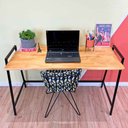 Ver imagem 2 de Mesa para Escritório de Ferro e Madeira Industrial Steel 124cm Nozes e Preto