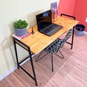 Ver imagem 3 de Mesa para Escritório de Ferro e Madeira Industrial Steel 124cm Nozes e Preto