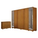 Ver imagem 1 de Guarda Roupa Casal Ares 6 Portas com Espelho Cinamomo com Cômoda San Marino 8 Gavetas Cinamomo – Lei