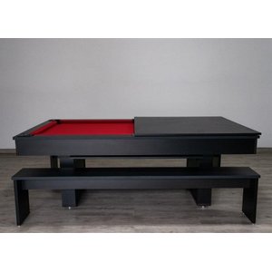 Mesa de Sinuca e Jantar com 2 Bancos - 1,91x1,04 - Vermelho