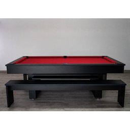 Mesa de Sinuca e Jantar com 2 Bancos - 1,91x1,04 - Vermelho - 2