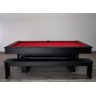 Mesa de Sinuca e Jantar com 2 Bancos - 1,91x1,04 - Vermelho - 2