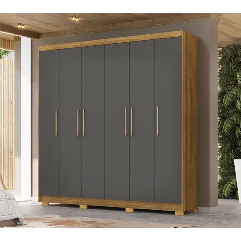 Roupeiro Permanbuco 100% Mdf 6 Gavetas e 6 Portas - Nature/alaca Vila Rica