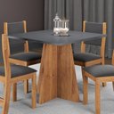 Ver imagem 2 de Mesa de Jantar 4 Lugares Quadrada Tampo de MDP sem Vidro Bariloche Cinza/Mel/Brilho
