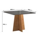 Ver imagem 3 de Mesa de Jantar 4 Lugares Quadrada Tampo de MDP sem Vidro Bariloche Cinza/Mel/Brilho