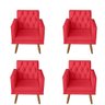Kit 4 poltrona Para sala de Estar Bianca Capitonê Rodapé Suede Vermelho - Móveis Mafer - 1