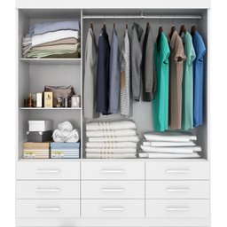 Guarda Roupa Casal 3 Portas Correr 9 Gav Capri - Quarta Divisão:branco - 2