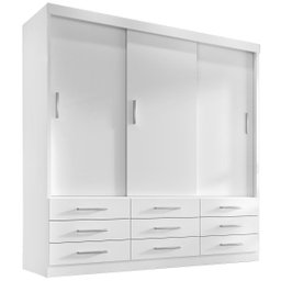 Guarda Roupa Casal 3 Portas Correr 9 Gav Capri - Quarta Divisão:branco - 4
