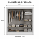 Ver imagem 5 de Guarda-Roupa Casal 3 Portas Correr com Espelho Real Yescasa Branco