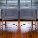 Ver imagem 2 de Kit 2 Poltronas para Sala de Recepção Luna Suede Cores Base de Ferro Bronze