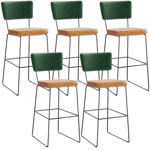 Kit 5 Banquetas Altas Cozinha Sala Jantar Allana L02 Facto Verde Musgo Couríssimo Whisky - Lyam