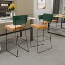 Ver imagem 2 de Kit 5 Banquetas Altas Cozinha Sala Jantar Allana L02 Facto Verde Musgo Couríssimo Whisky - Lyam