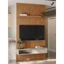 Ver imagem 1 de Painel Ripado Modular 141 X 250cm com 1 Nicho e Prateleira 1.4 Linea Brasil - Nature/off White