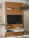 Ver imagem 1 de Painel Ripado Modular 141 X 250cm com 1 Nicho e Prateleira 1.4 Linea Brasil - Nature/off White