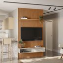 Ver imagem 7 de Painel Ripado Modular 141 X 250cm com 1 Nicho e Prateleira 1.4 Linea Brasil - Nature/off White