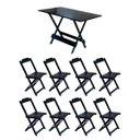 Ver imagem 1 de Conjunto Mesa de Madeira Dobrável 120x70 Preto 8 Cadeiras