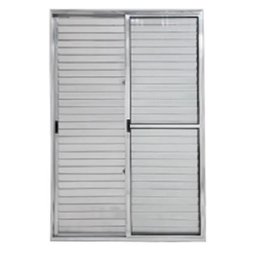 Porta de Alumínio de Correr 3 Folhas com Trinco Lado Esquerdo 210x120cm Brilhante Allo Esquadrias - 1