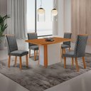 Ver imagem 1 de Conjunto Jantar Isadora 4 Lugares MDF Cadeiras Lira Linho Grafite 120cm Moderna