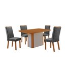 Ver imagem 4 de Conjunto Jantar Isadora 4 Lugares MDF Cadeiras Lira Linho Grafite 120cm Moderna