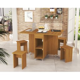 Mesa Dobrável Multiuso Vira Aparador Jade MDF Várias Cores:‎ Nature - 1