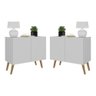 Kit 2 Mesas de Cabeceira Retrô 2 Portas Multimóveis Mp4138 Branco/natural - 1