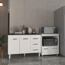 Ver imagem 3 de Balcão Armário Gabinete Bruna 118 Cm Branco com Tampo Preto e Balcão Amanda para Forno e