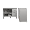 Ver imagem 4 de Balcão Armário Gabinete Bruna 118 Cm Branco com Tampo Preto e Balcão Amanda para Forno e