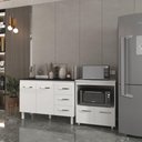 Ver imagem 2 de Balcão Armário Gabinete Bruna 118 Cm Branco com Tampo Preto e Balcão Amanda para Forno e