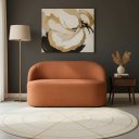 Ver imagem 2 de Sofá Luna 140cm Namoradeira Orgânica Design Curvo Bouclê Terracota Liso