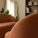 Ver imagem 3 de Sofá Luna 140cm Namoradeira Orgânica Design Curvo Bouclê Terracota Liso