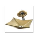 Ver imagem 1 de Cuba de Vidro 39cm + Torneira Cascata + Valvula -Kit Dourado