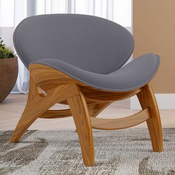 Poltrona Decorativa Orgânica Sala Living Kadosh L02 Suede Cinza - Lyam Decor - 2