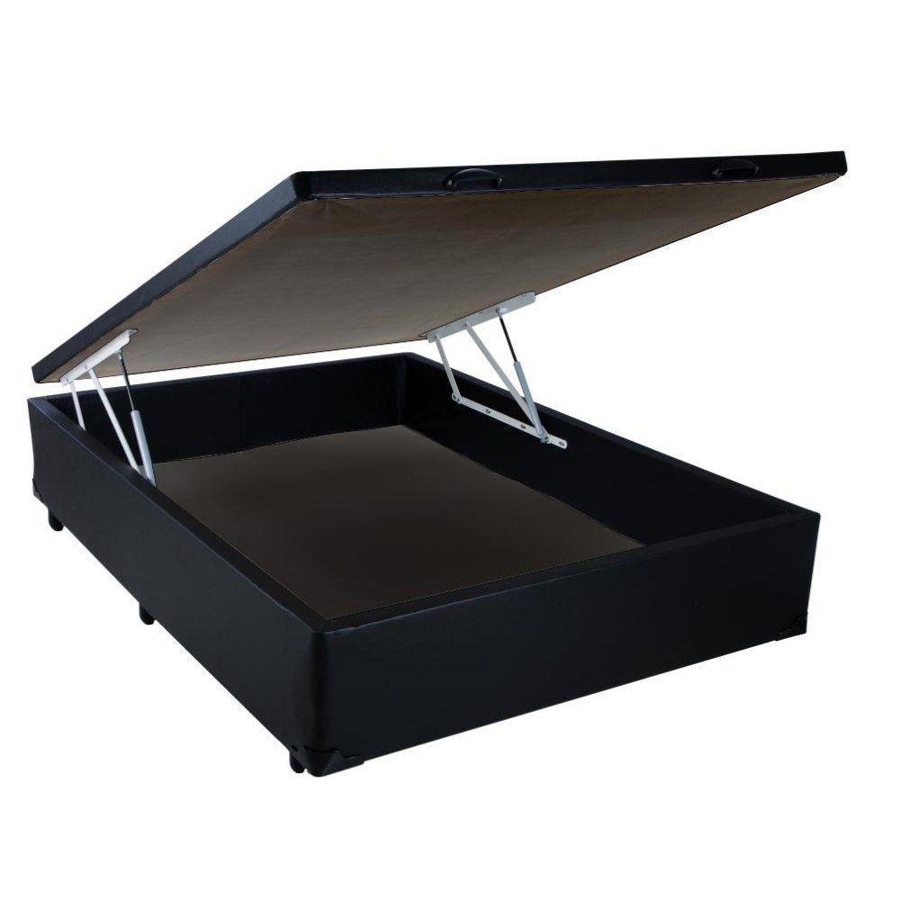 Cama Box Baú Viúva SP Móveis Sintético Preto - 45x128x188