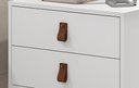 Ver imagem 4 de Mesa de Cabeceira Unic 60 2 Gavetas C/puxador Couro Pés de Ferro Cor:branco