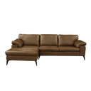 Ver imagem 1 de Sofá de Couro Asti 3 Lugares com Chaise Esquerda Marrom Bicolor - Mempra Design