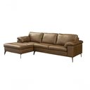 Ver imagem 2 de Sofá de Couro Asti 3 Lugares com Chaise Esquerda Marrom Bicolor - Mempra Design
