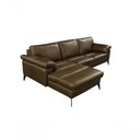 Ver imagem 3 de Sofá de Couro Asti 3 Lugares com Chaise Esquerda Marrom Bicolor - Mempra Design