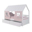 Ver imagem 2 de Cama Casinha Encantada com 02 Gavetas Madeira Maciça Rosa/ Branco Housin
