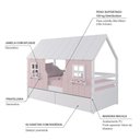 Ver imagem 4 de Cama Casinha Encantada com 02 Gavetas Madeira Maciça Rosa/ Branco Housin