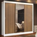 Ver imagem 1 de Guarda-Roupa Casal Madesa Mônaco 3 Portas de Correr com Espelho Branco/Rustic Cor:Branco/Rustic
